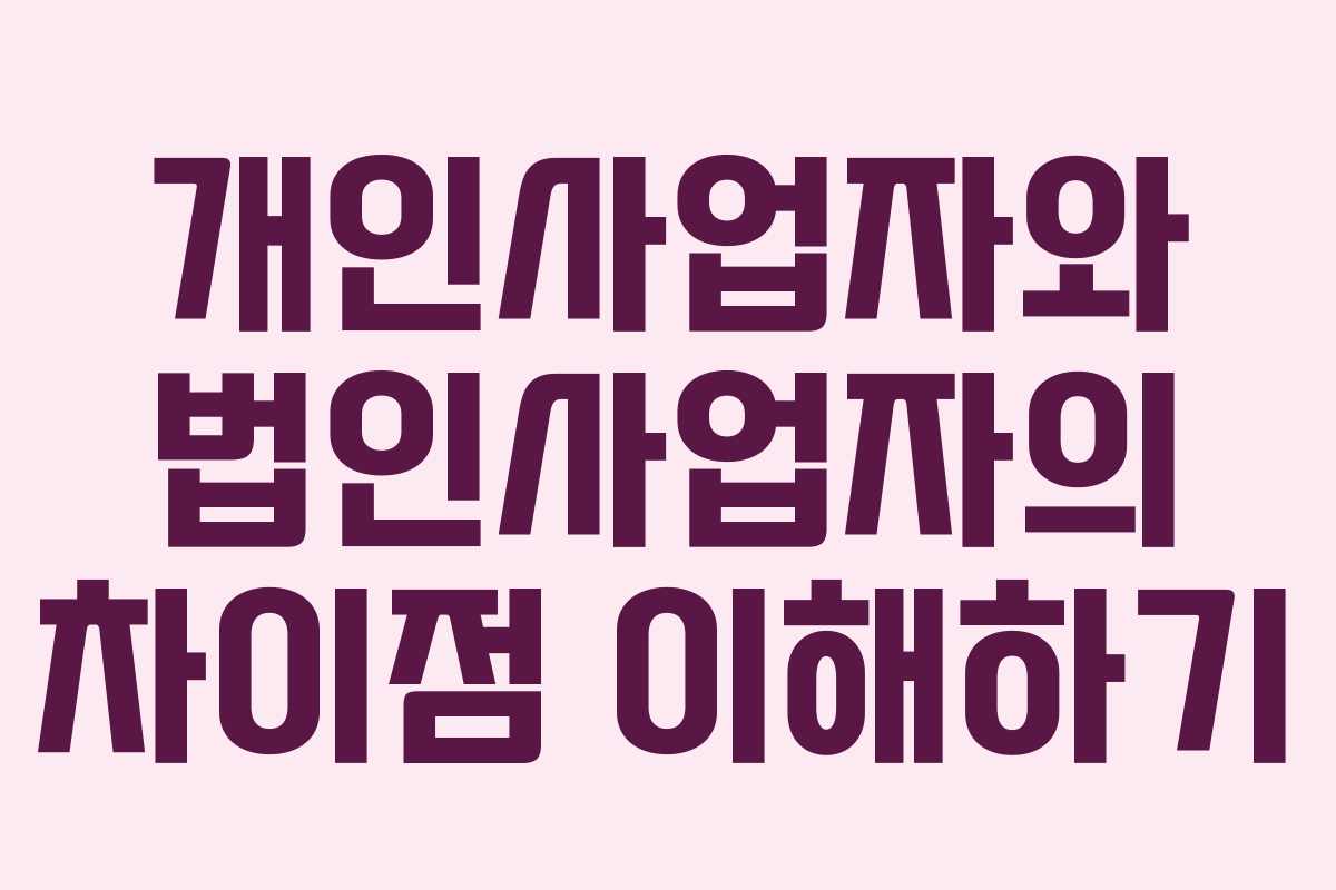 개인사업자와 법인사업자의 차이점 이해하기