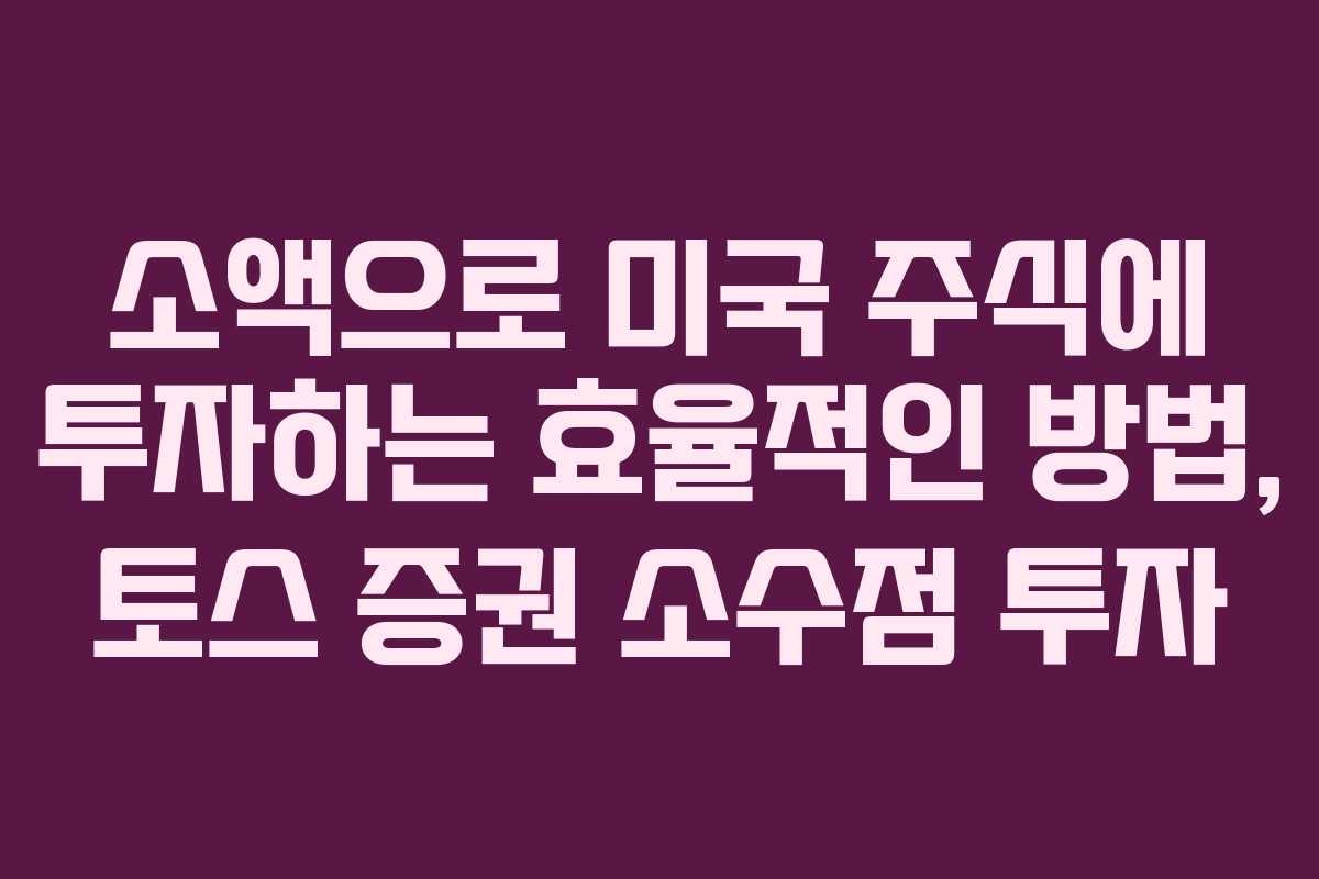 소액으로 미국 주식에 투자하는 효율적인 방법, 토스 증권 소수점 투자