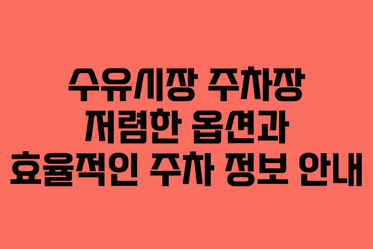 수유시장 주차장 저렴한 옵션과 효율적인 주차 정보 안내 수유시장 주차장 저렴한 옵션과 효율적인 주차 정보 안내