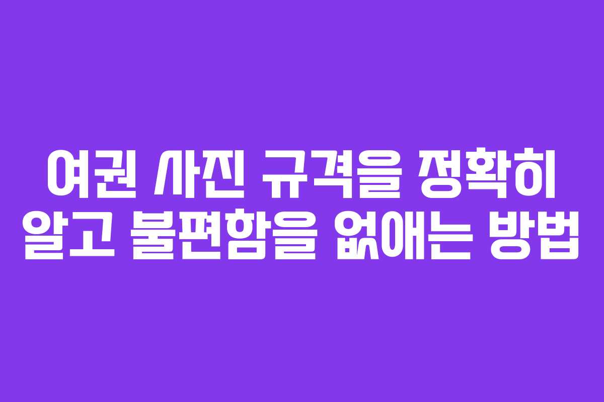 여권 사진 규격을 정확히 알고 불편함을 없애는 방법