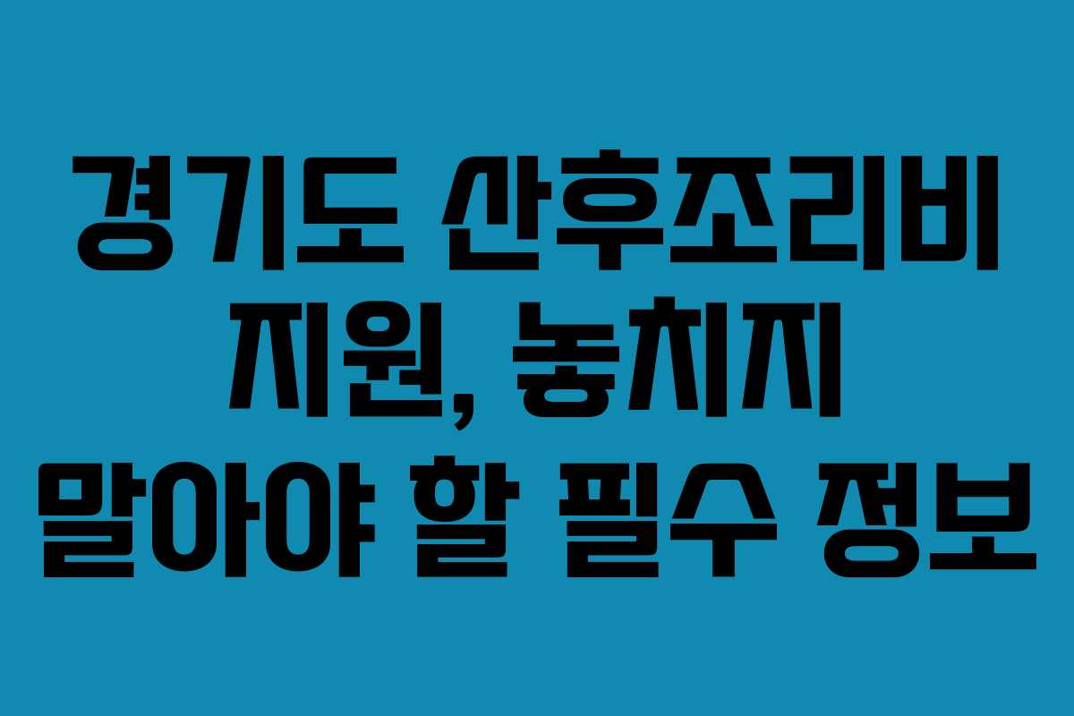 경기도 산후조리비 지원, 놓치지 말아야 할 필수 정보