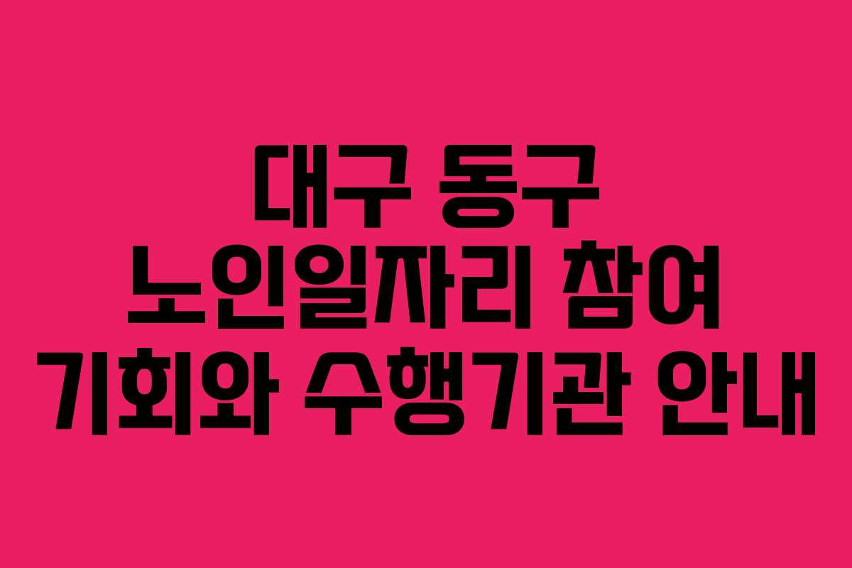 대구 동구 노인일자리 참여 기회와 수행기관 안내