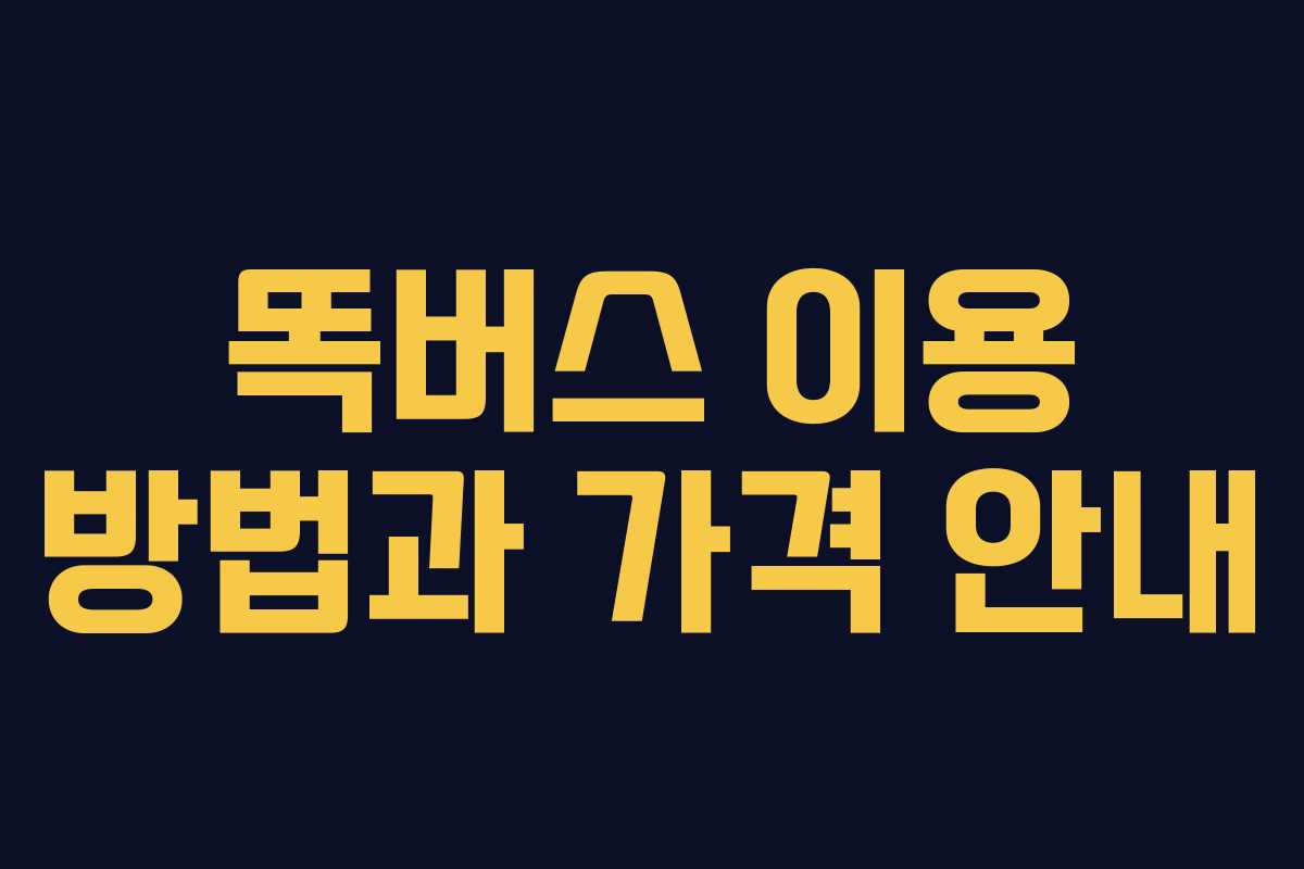 똑버스 이용 방법과 가격 안내