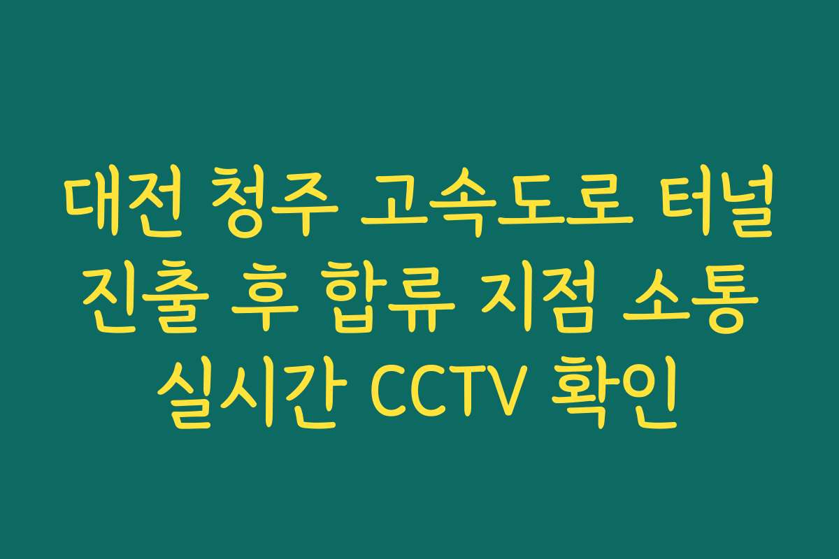 대전 청주 고속도로 터널 진출 후 합류 지점 소통 실시간 CCTV 확인