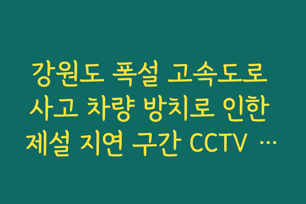 강원도 폭설 고속도로 사고 차량 방치로 인한 제설 지연 구간 CCTV 확인