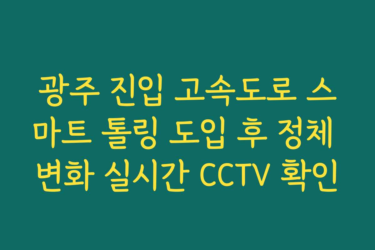 광주 진입 고속도로 스마트 톨링 도입 후 정체 변화 실시간 CCTV 확인 광주 진입 고속도로 스마트 톨링 도입 후 정체 변화 실시간 CCTV 확인