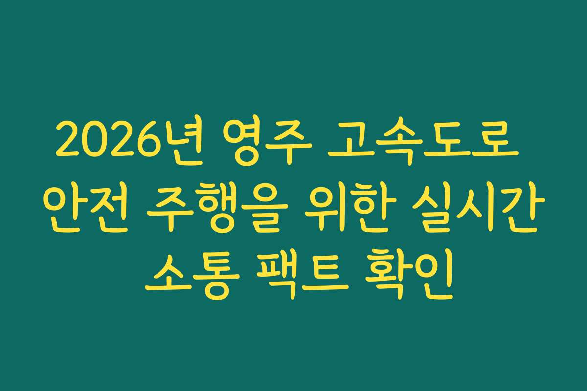 2026년 영주 고속도로 안전 주행을 위한 실시간 소통 팩트 확인