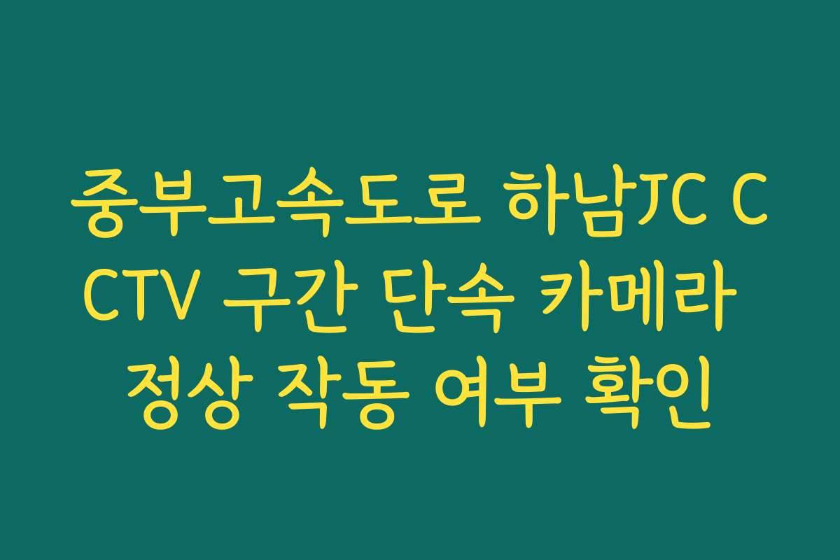 중부고속도로 하남JC CCTV 구간 단속 카메라 정상 작동 여부 확인 중부고속도로 하남JC CCTV 구간 단속 카메라 정상 작동 여부 확인