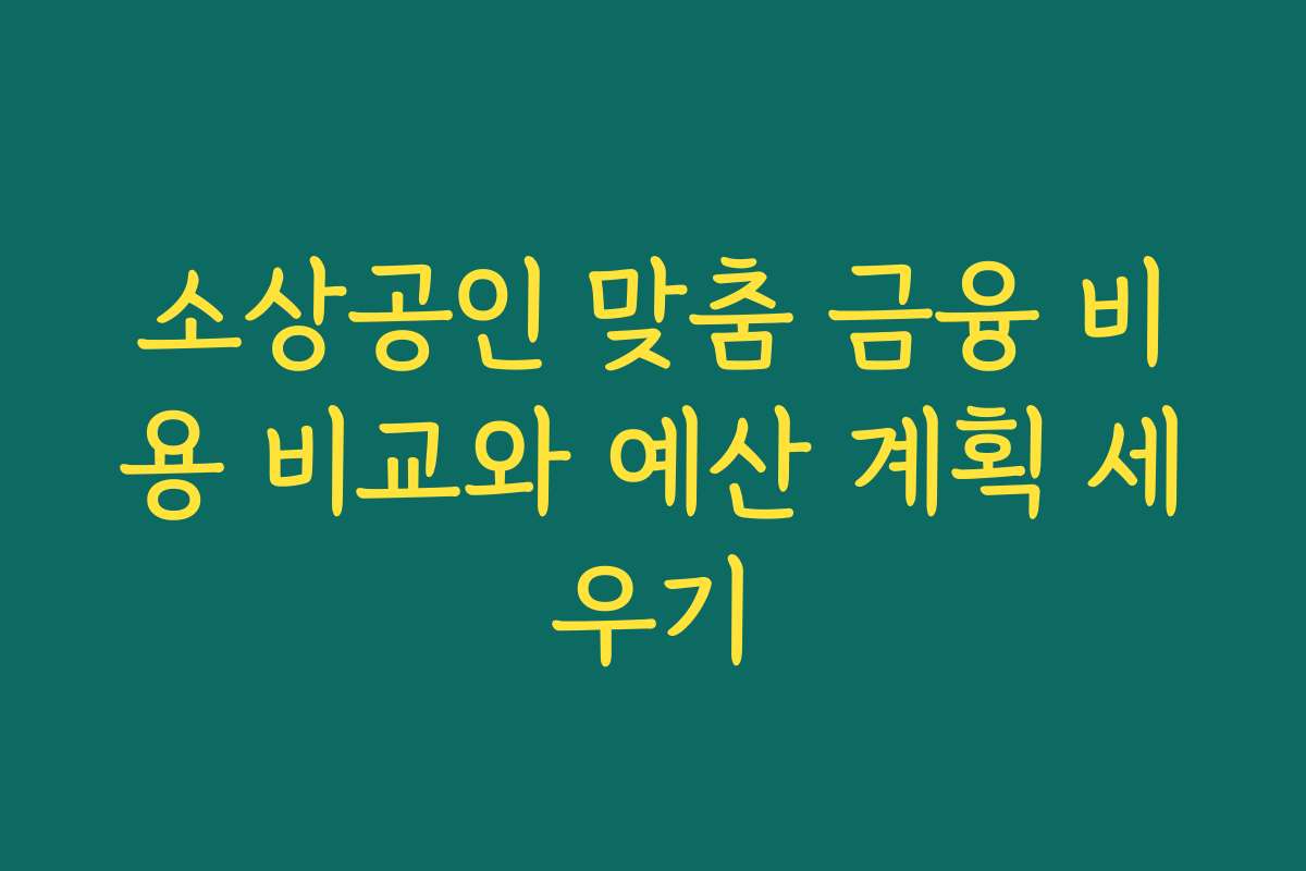 소상공인 맞춤 금융 비용 비교와 예산 계획 세우기