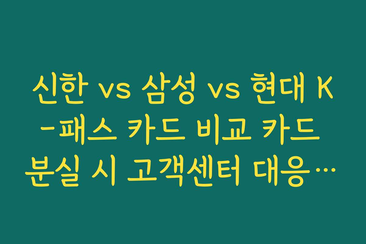 신한 vs 삼성 vs 현대 K-패스 카드 비교 카드 분실 시 고객센터 대응 및 재발급 속도