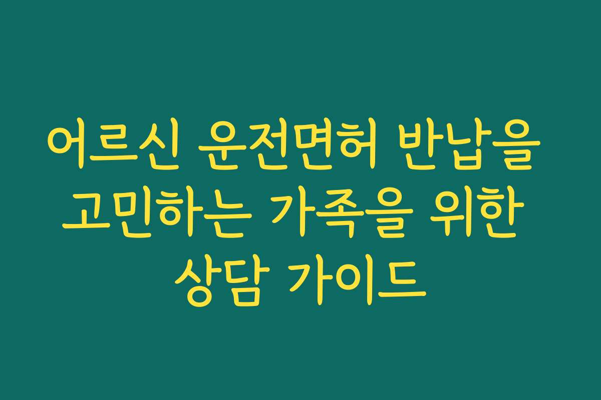 어르신 운전면허 반납을 고민하는 가족을 위한 상담 가이드