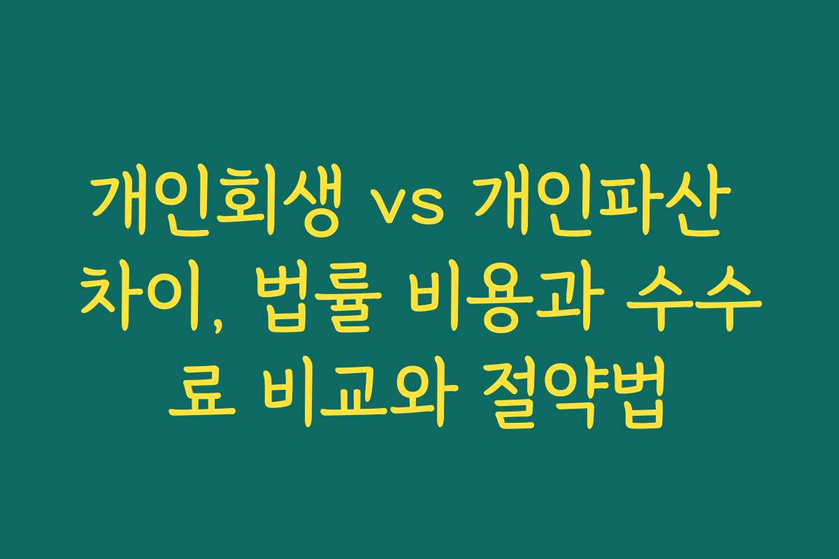 개인회생 vs 개인파산 차이, 법률 비용과 수수료 비교와 절약법