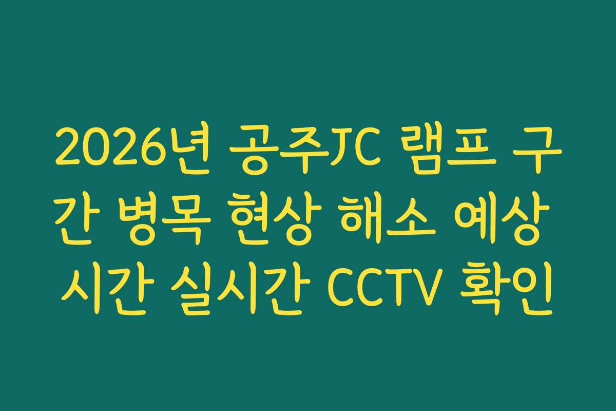 2026년 공주JC 램프 구간 병목 현상 해소 예상 시간 실시간 CCTV 확인
