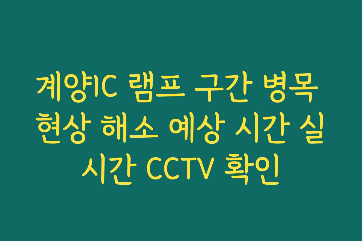계양IC 램프 구간 병목 현상 해소 예상 시간 실시간 CCTV 확인 계양IC 램프 구간 병목 현상 해소 예상 시간 실시간 CCTV 확인