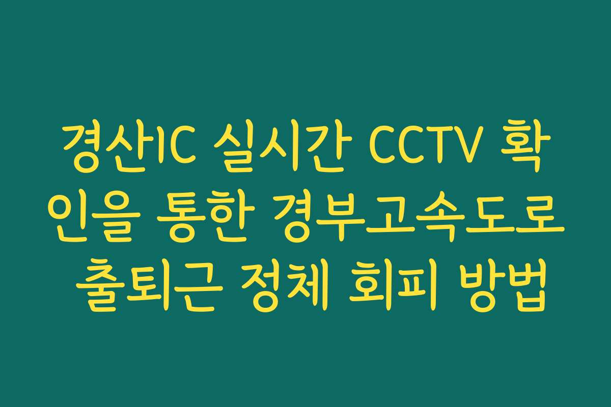 경산IC 실시간 CCTV 확인을 통한 경부고속도로 출퇴근 정체 회피 방법 경산IC 실시간 CCTV 확인을 통한 경부고속도로 출퇴근 정체 회피 방법
