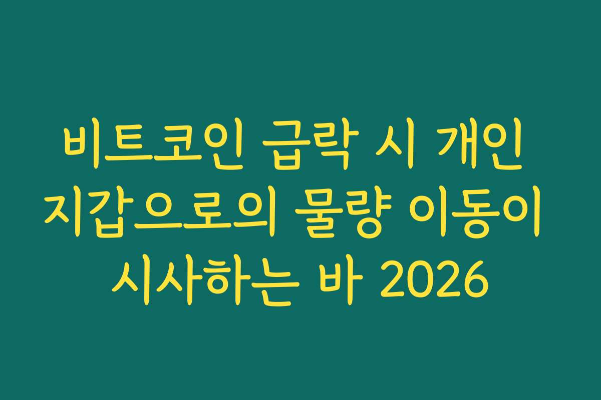 비트코인 급락 시 개인 지갑으로의 물량 이동이 시사하는 바 2026