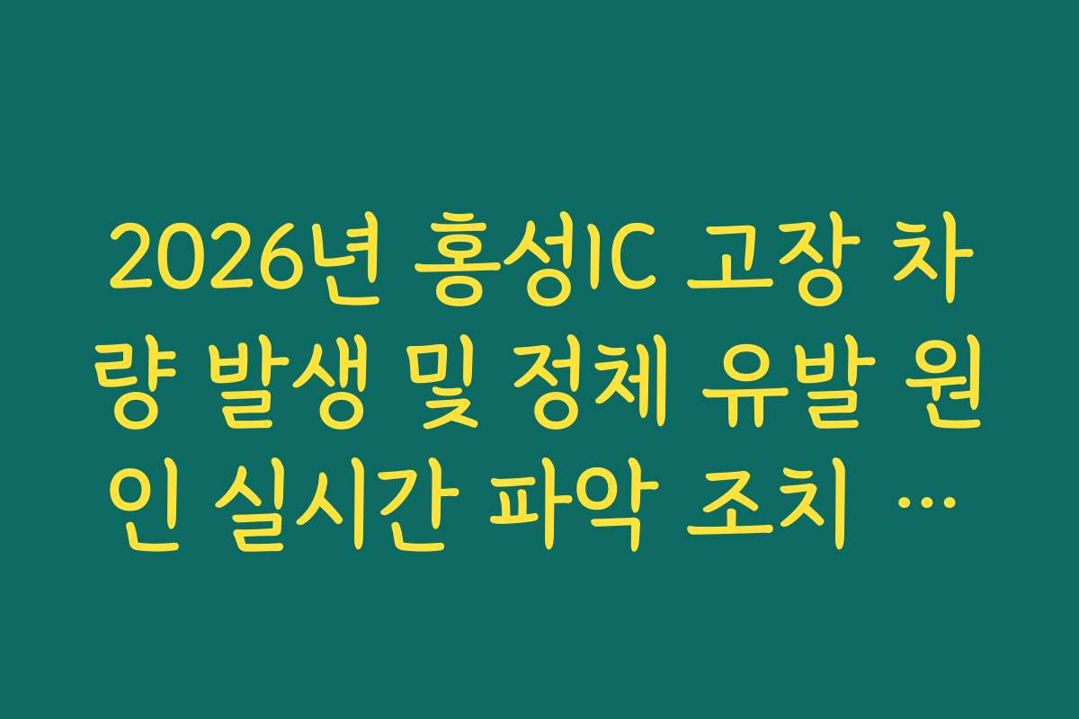2026년 홍성IC 고장 차량 발생 및 정체 유발 원인 실시간 파악 조치 방법 정보 2026년 홍성IC 고장 차량 발생 및 정체 유발 원인 실시간 파악 조치 방법 정보