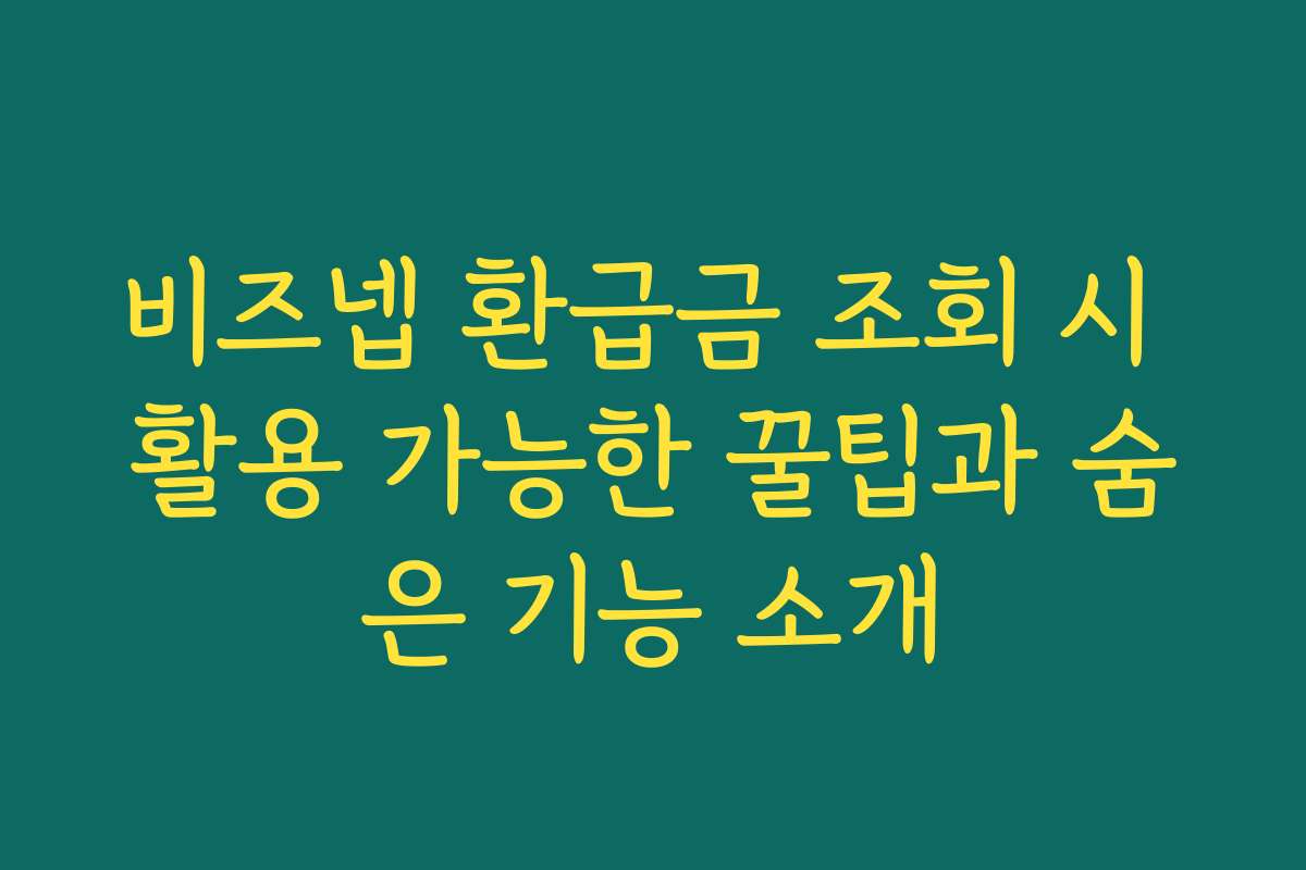 비즈넵 환급금 조회 시 활용 가능한 꿀팁과 숨은 기능 소개