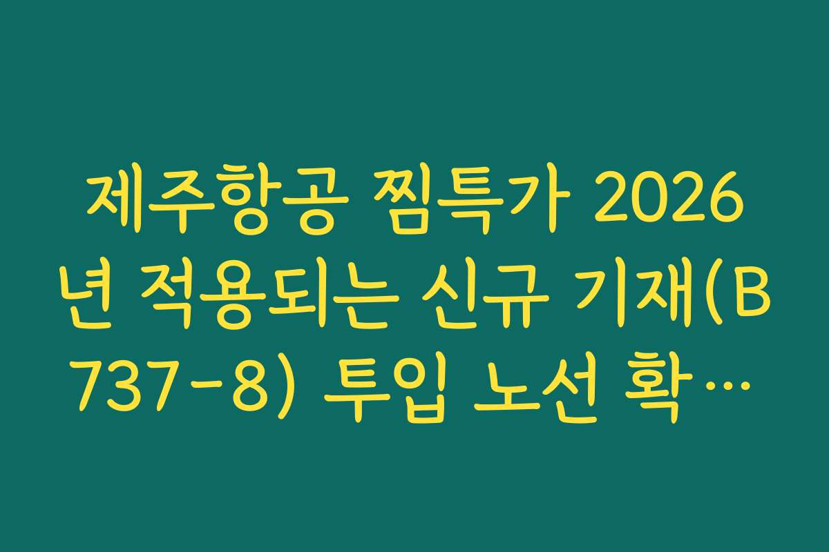 제주항공 찜특가 2026년 적용되는 신규 기재(B737-8) 투입 노선 확인법