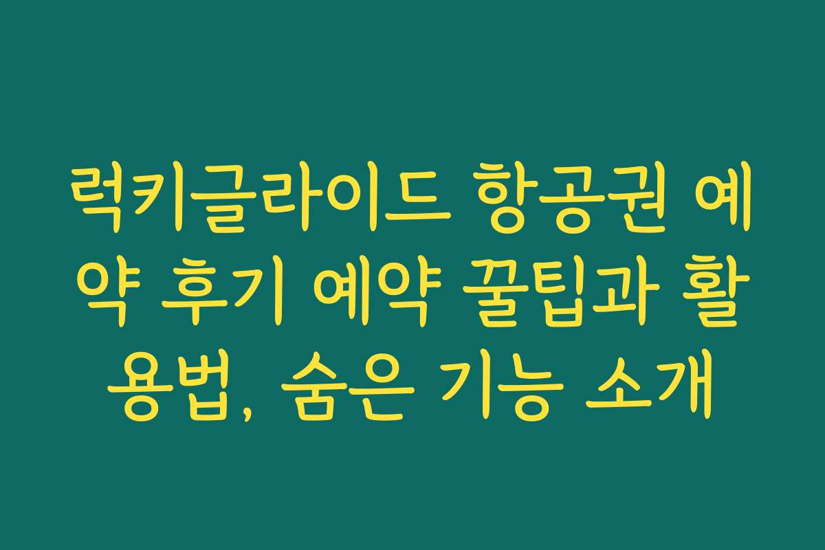 럭키글라이드 항공권 예약 후기 예약 꿀팁과 활용법, 숨은 기능 소개