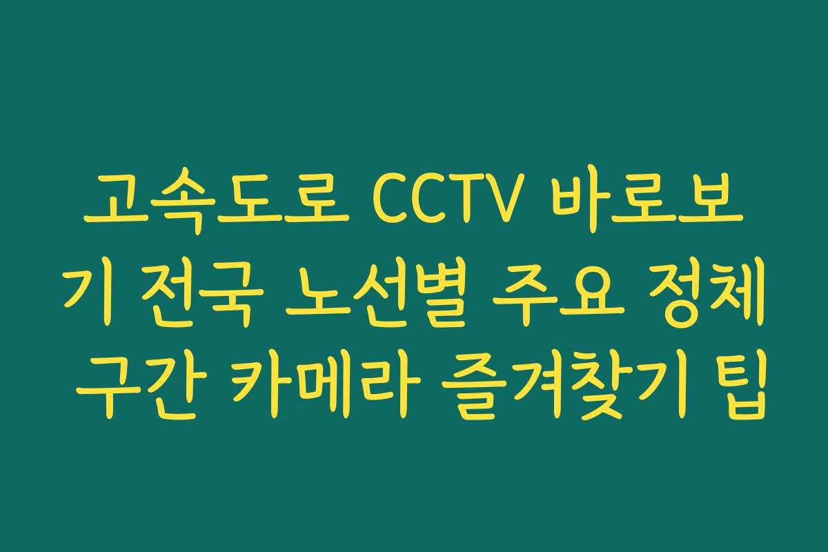 고속도로 CCTV 바로보기 전국 노선별 주요 정체 구간 카메라 즐겨찾기 팁 고속도로 CCTV 바로보기 전국 노선별 주요 정체 구간 카메라 즐겨찾기 팁