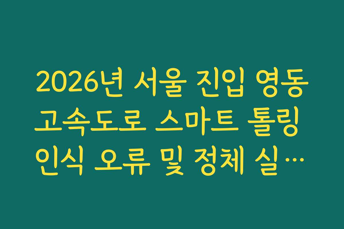 2026년 서울 진입 영동고속도로 스마트 톨링 인식 오류 및 정체 실시간 분석 2026년 서울 진입 영동고속도로 스마트 톨링 인식 오류 및 정체 실시간 분석