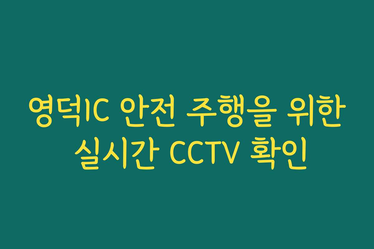 영덕IC 안전 주행을 위한 실시간 CCTV 확인