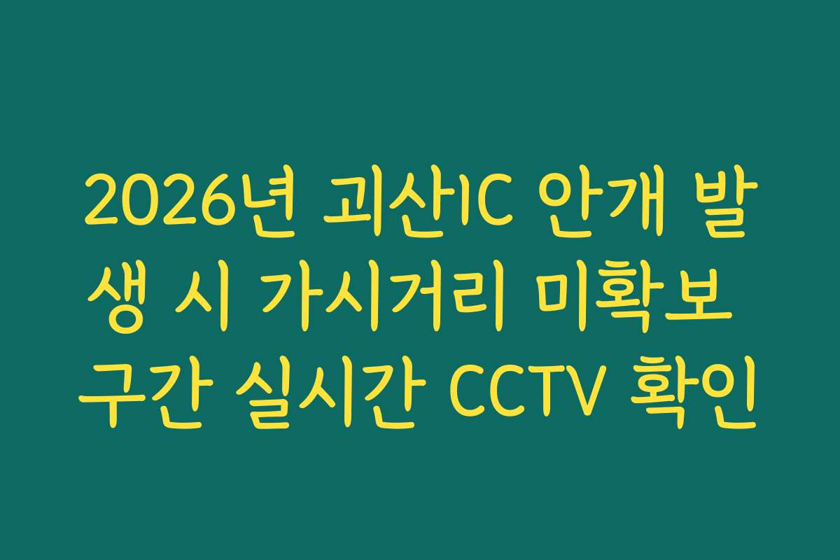 2026년 괴산IC 안개 발생 시 가시거리 미확보 구간 실시간 CCTV 확인