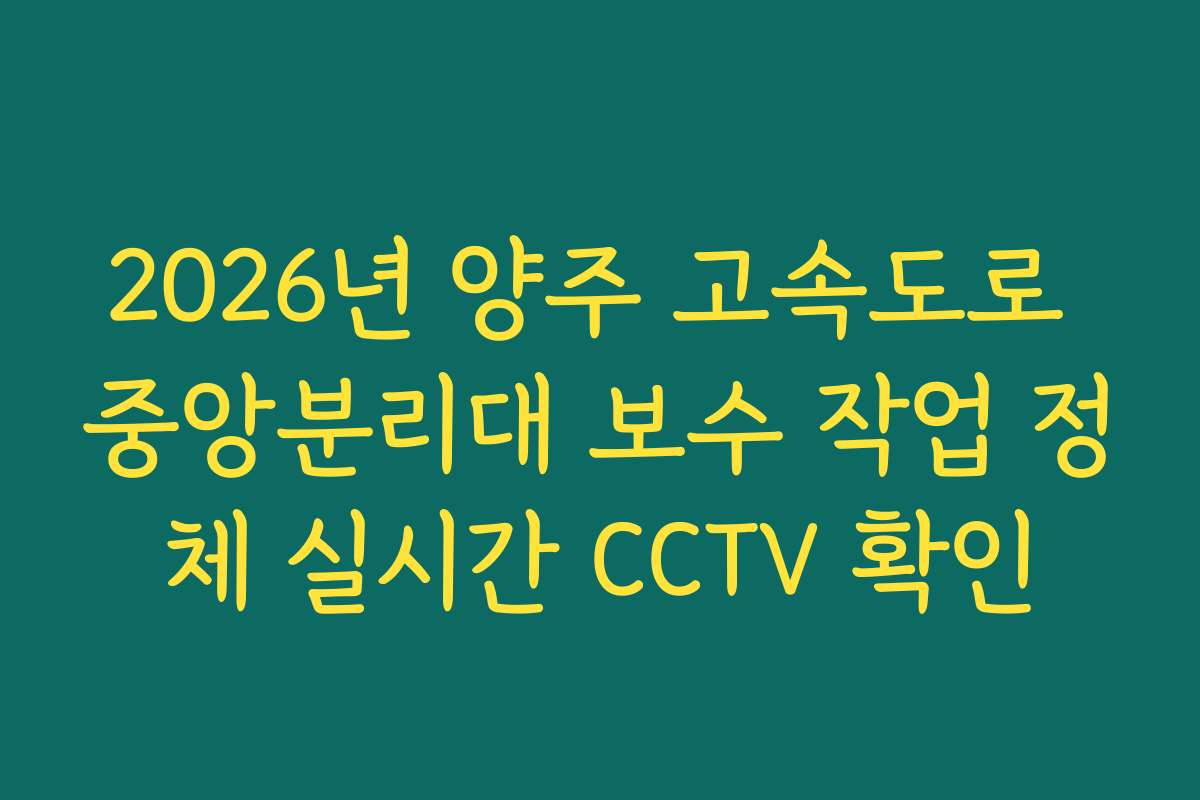 2026년 양주 고속도로 중앙분리대 보수 작업 정체 실시간 CCTV 확인 2026년 양주 고속도로 중앙분리대 보수 작업 정체 실시간 CCTV 확인