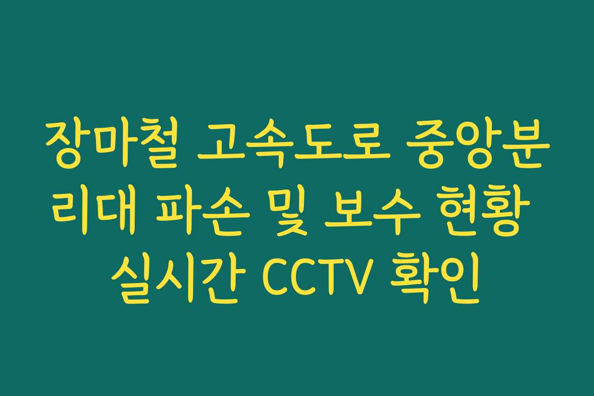 장마철 고속도로 중앙분리대 파손 및 보수 현황 실시간 CCTV 확인