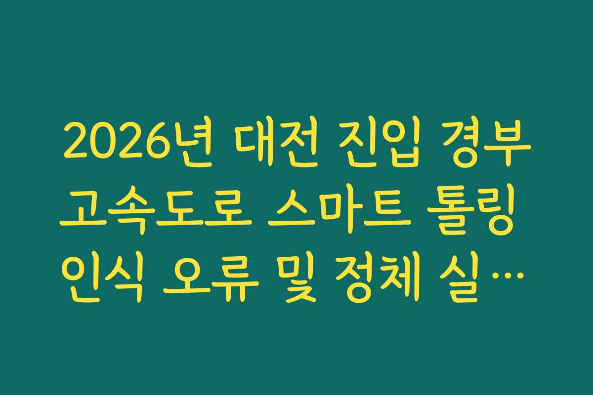 2026년 대전 진입 경부고속도로 스마트 톨링 인식 오류 및 정체 실시간 확인 2026년 대전 진입 경부고속도로 스마트 톨링 인식 오류 및 정체 실시간 확인