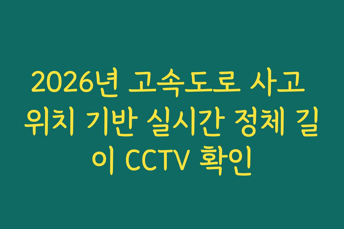 2026년 고속도로 사고 위치 기반 실시간 정체 길이 CCTV 확인 2026년 고속도로 사고 위치 기반 실시간 정체 길이 CCTV 확인