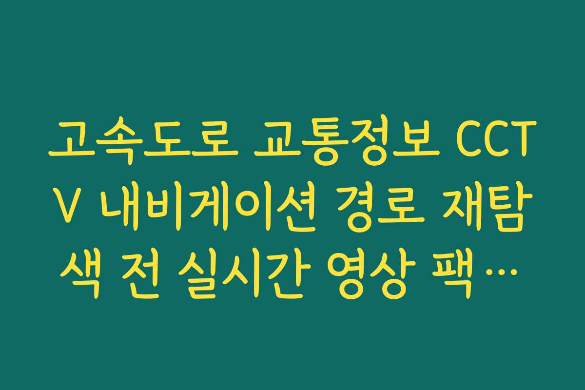 고속도로 교통정보 CCTV 내비게이션 경로 재탐색 전 실시간 영상 팩트체크