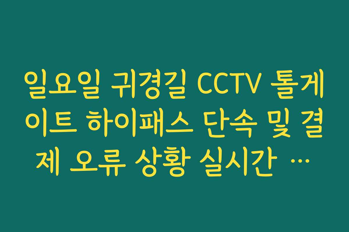 일요일 귀경길 CCTV 톨게이트 하이패스 단속 및 결제 오류 상황 실시간 보기