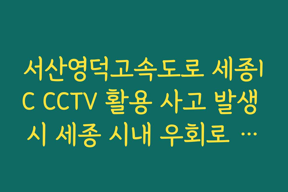 서산영덕고속도로 세종IC CCTV 활용 사고 발생 시 세종 시내 우회로 실시간 CCTV 확인 서산영덕고속도로 세종IC CCTV 활용 사고 발생 시 세종 시내 우회로 실시간 CCTV 확인