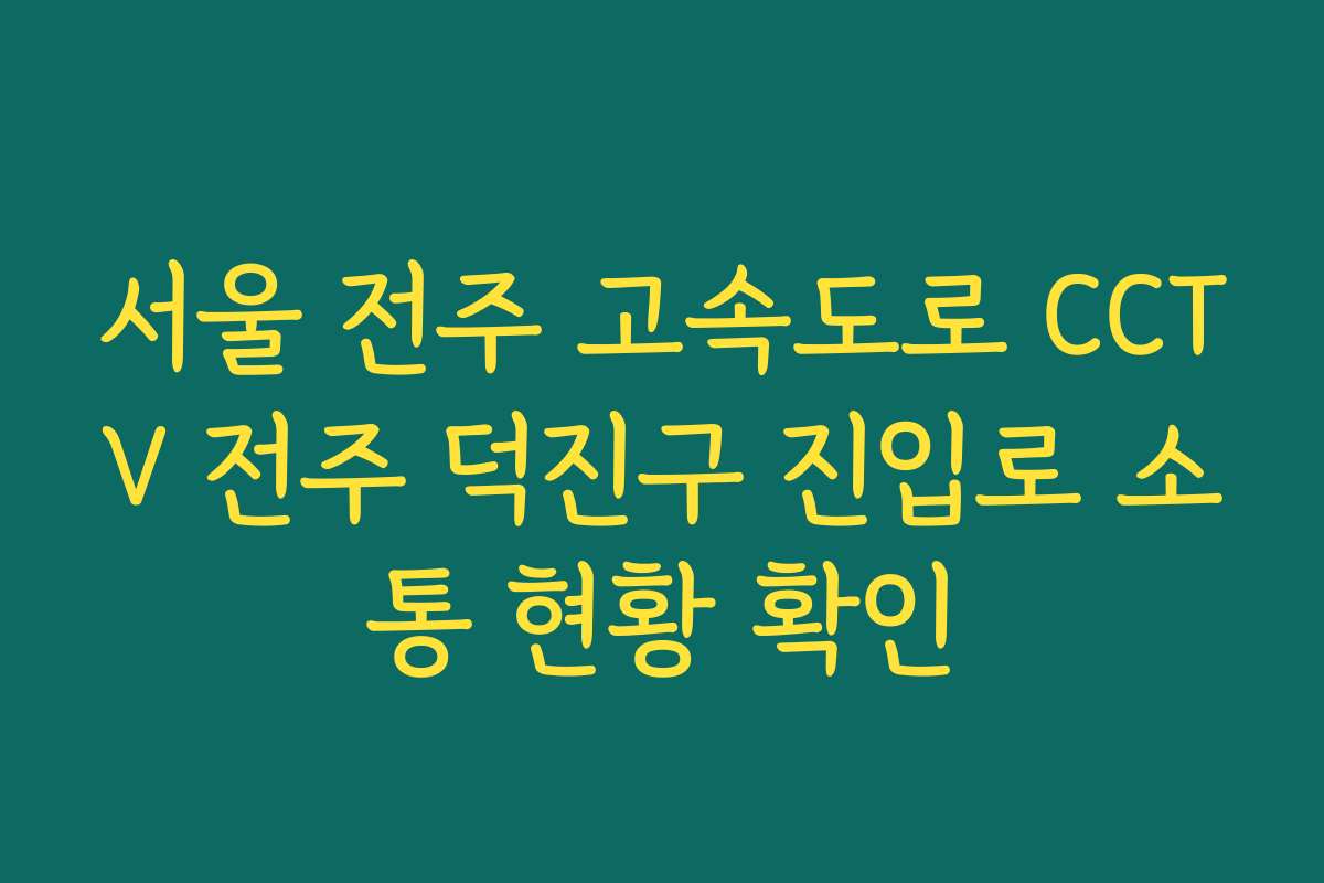 서울 전주 고속도로 CCTV 전주 덕진구 진입로 소통 현황 확인