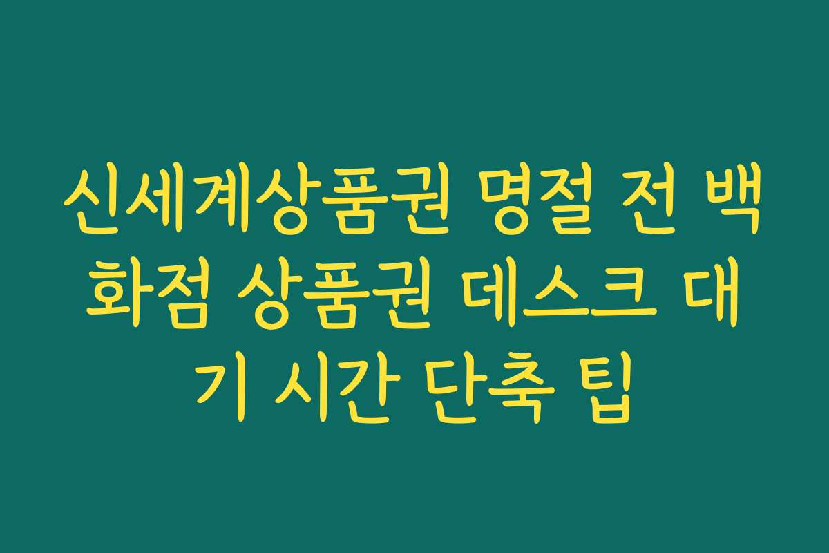 신세계상품권 명절 전 백화점 상품권 데스크 대기 시간 단축 팁 신세계상품권 명절 전 백화점 상품권 데스크 대기 시간 단축 팁