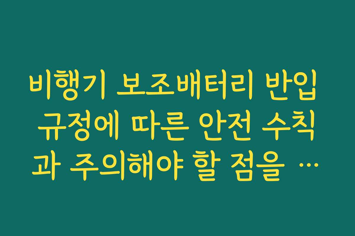 비행기 보조배터리 반입 규정에 따른 안전 수칙과 주의해야 할 점을 정리했습니다