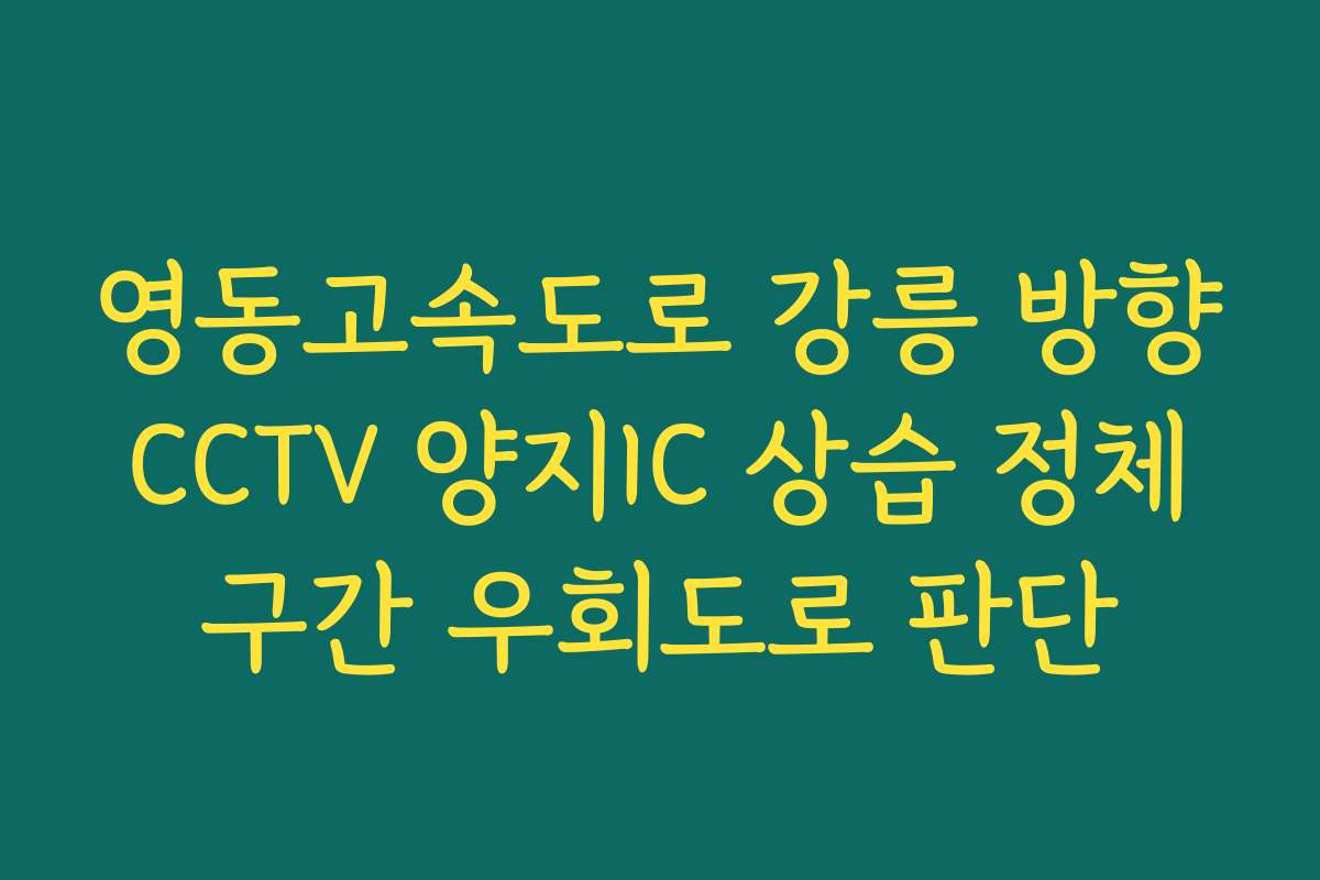 영동고속도로 강릉 방향 CCTV 양지IC 상습 정체 구간 우회도로 판단 영동고속도로 강릉 방향 CCTV 양지IC 상습 정체 구간 우회도로 판단