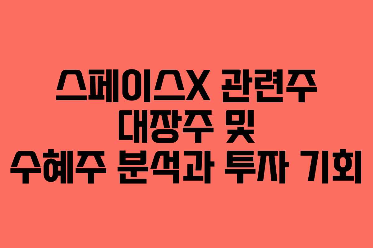 스페이스X 관련주 대장주 및 수혜주 분석과 투자 기회 스페이스X 관련주 대장주 및 수혜주 분석과 투자 기회