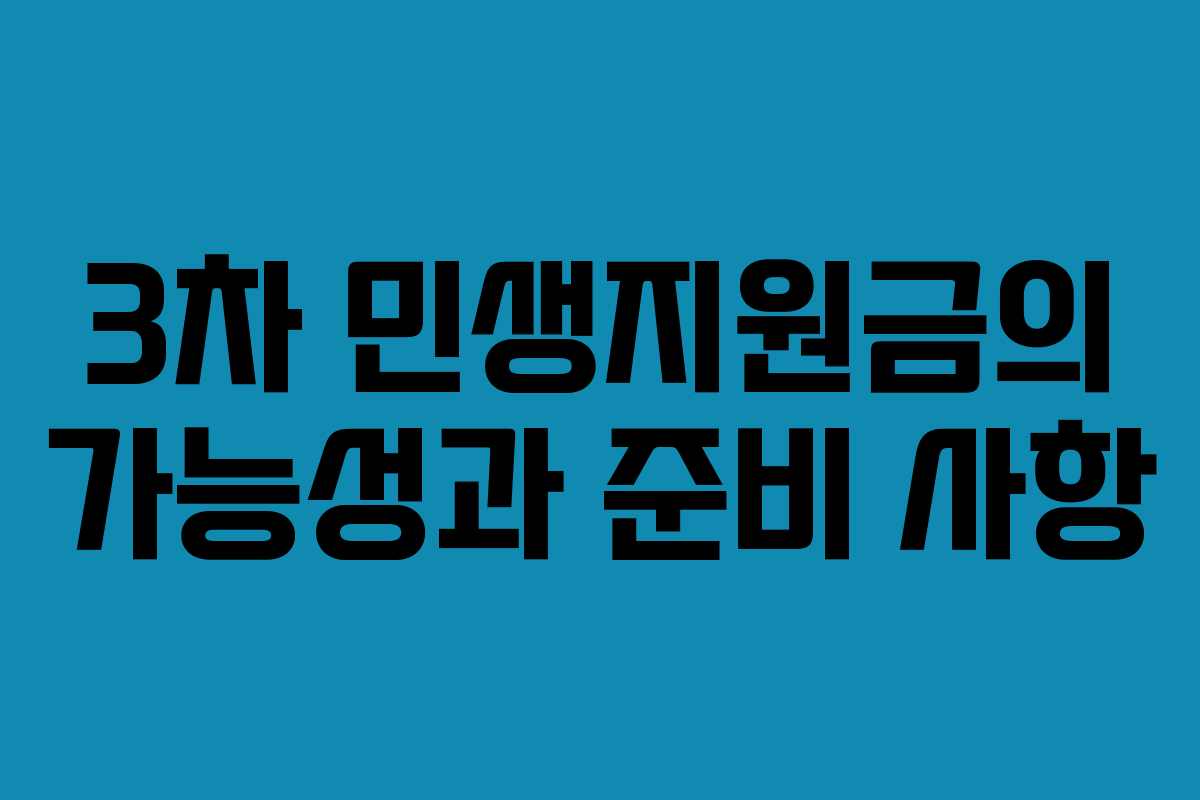 3차 민생지원금의 가능성과 준비 사항