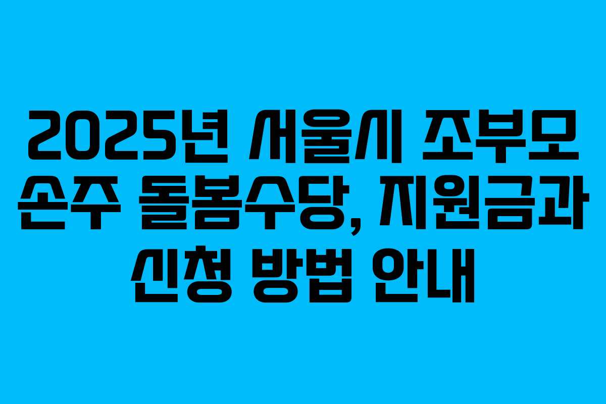 2025년 서울시 조부모 손주 돌봄수당, 지원금과 신청 방법 안내