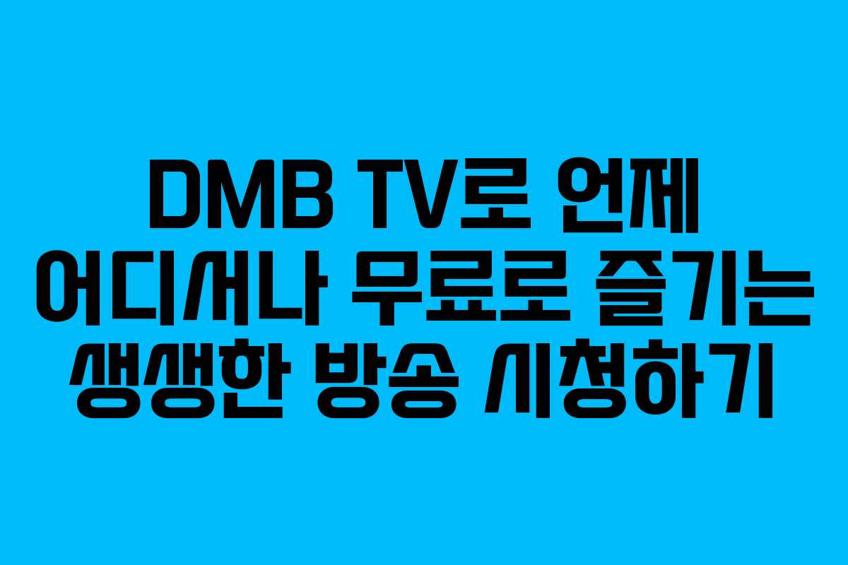 DMB TV로 언제 어디서나 무료로 즐기는 생생한 방송 시청하기