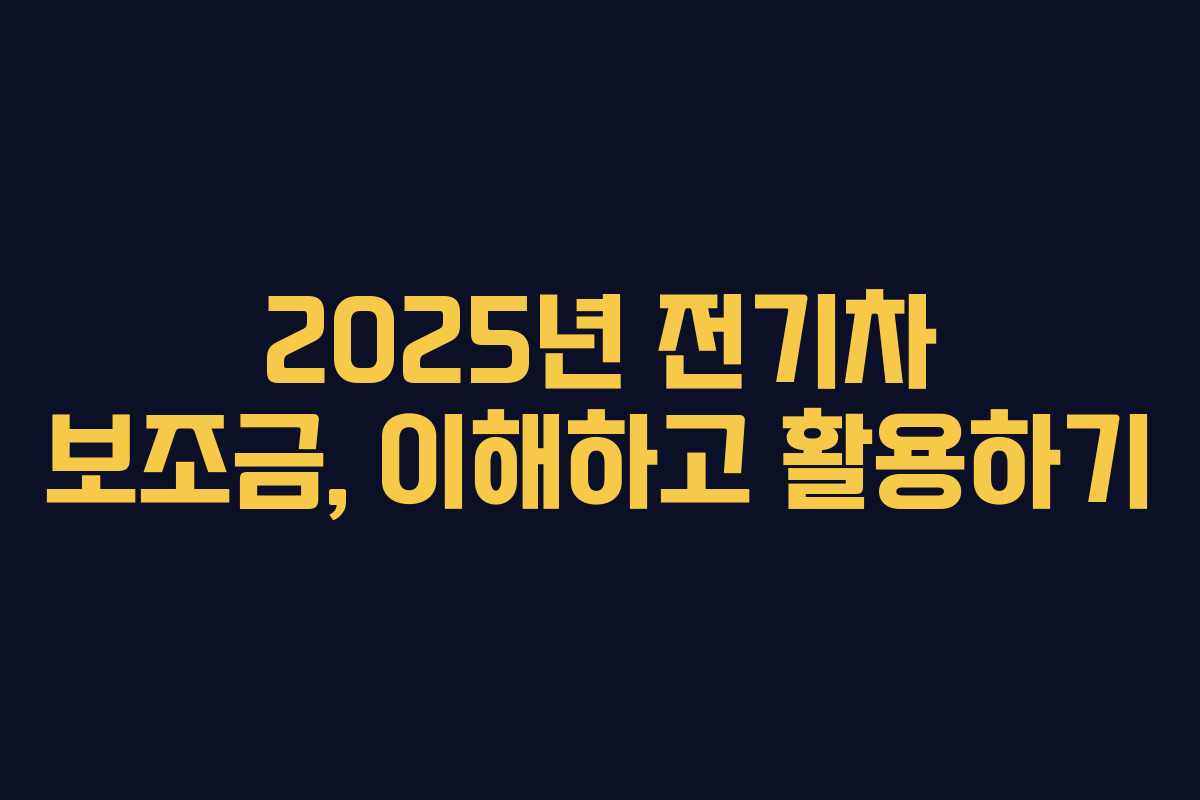2025년 전기차 보조금, 이해하고 활용하기