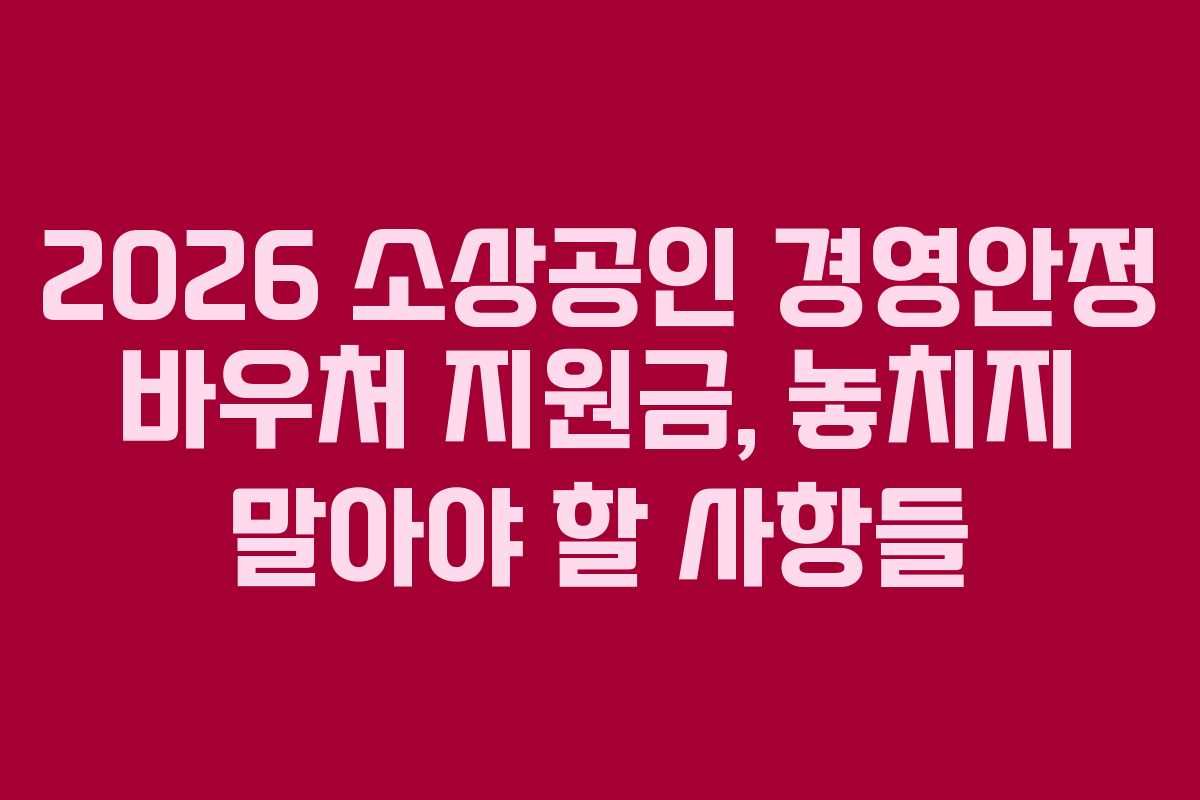 2026 소상공인 경영안정 바우처 지원금, 놓치지 말아야 할 사항들