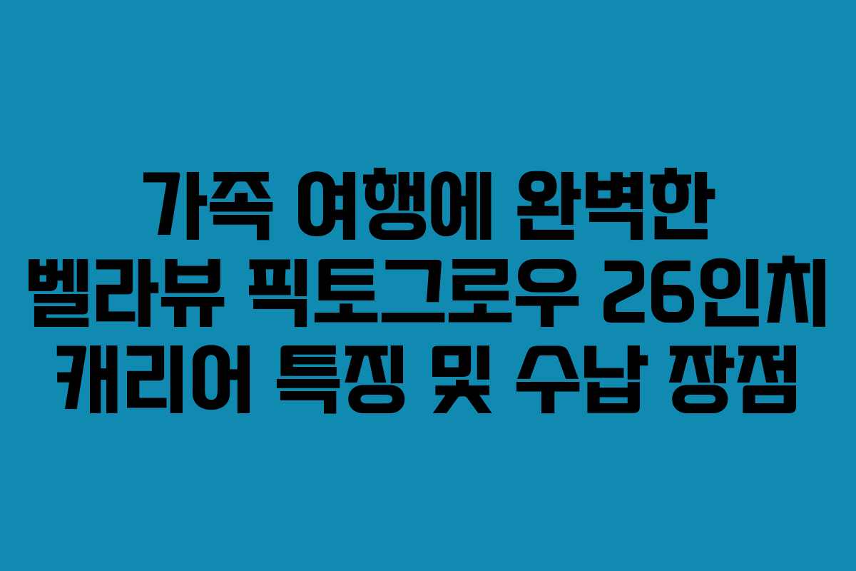 가족 여행에 완벽한 벨라뷰 픽토그로우 26인치 캐리어 특징 및 수납 장점