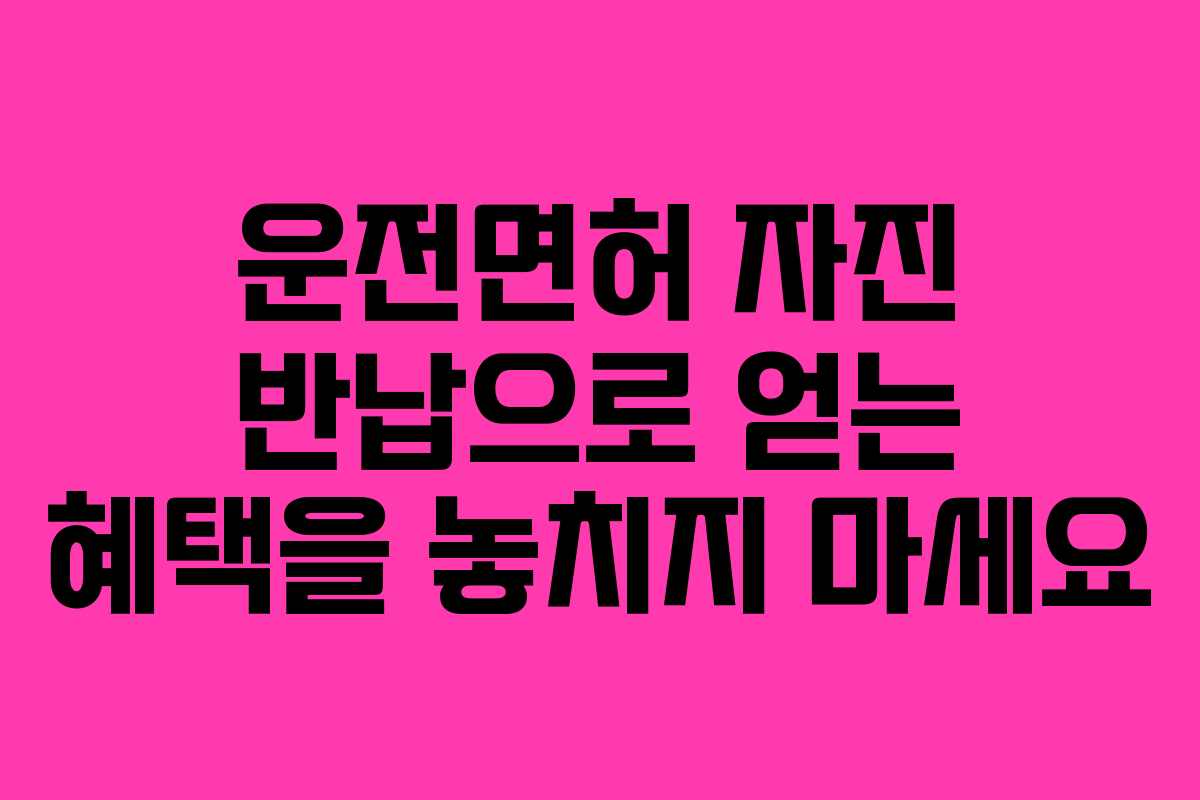 운전면허 자진 반납으로 얻는 혜택을 놓치지 마세요