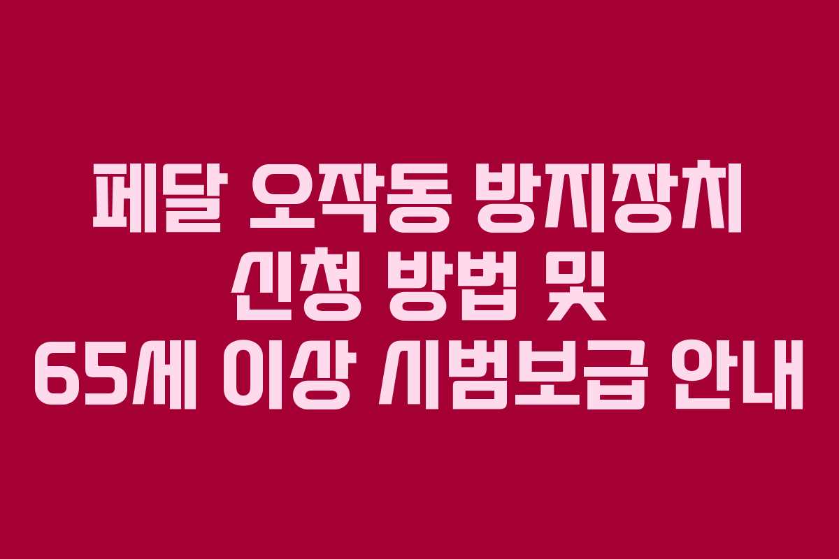 페달 오작동 방지장치 신청 방법 및 65세 이상 시범보급 안내