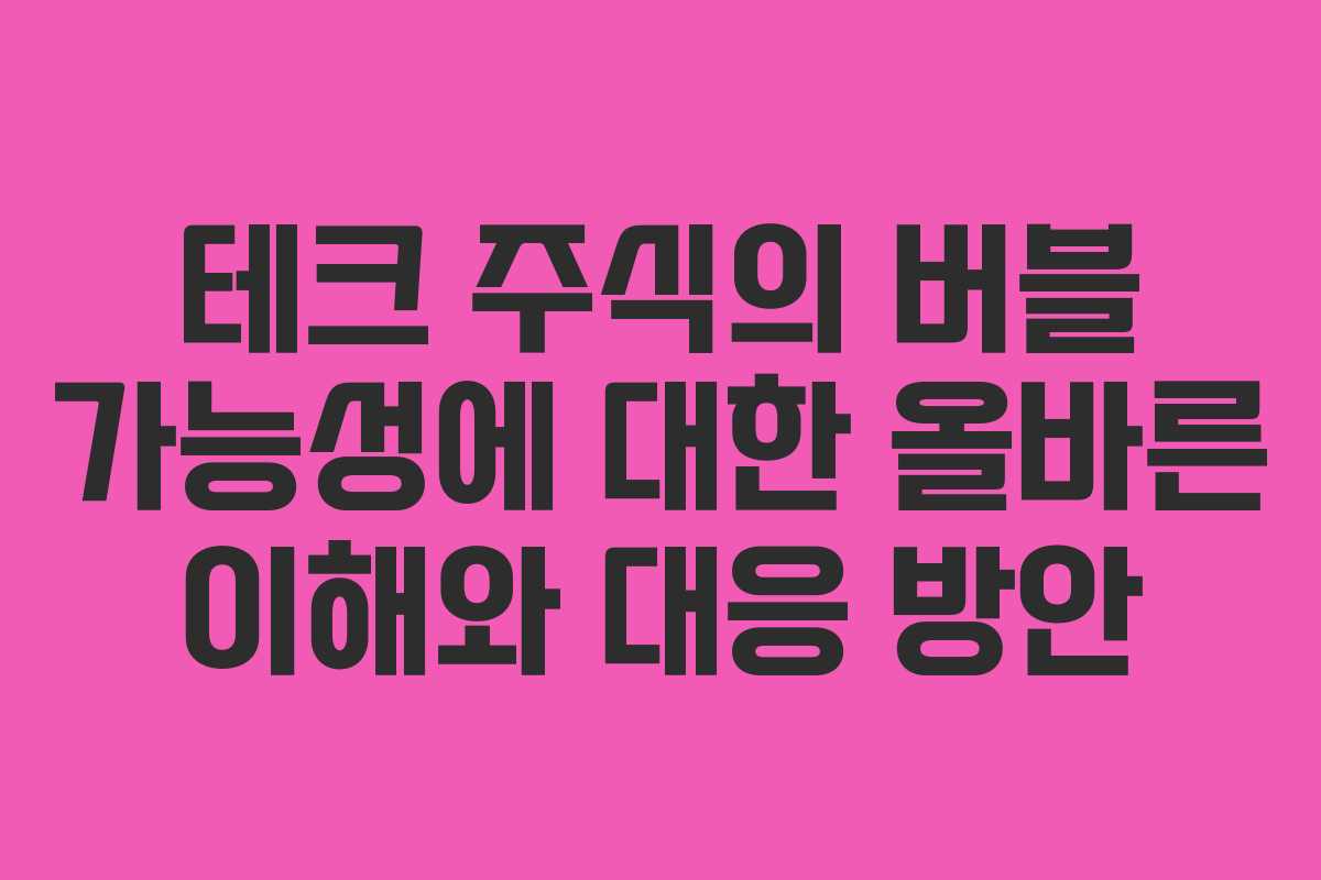 테크 주식의 버블 가능성에 대한 올바른 이해와 대응 방안