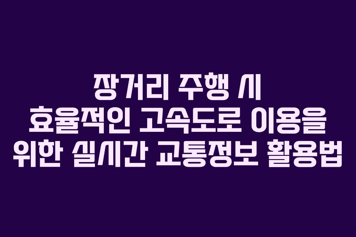 장거리 주행 시 효율적인 고속도로 이용을 위한 실시간 교통정보 활용법
